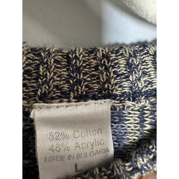 Norm Thompson Mens Sweater L Cable Knit Striped Textured Crew Neck Pullover - Picture 5 of 8